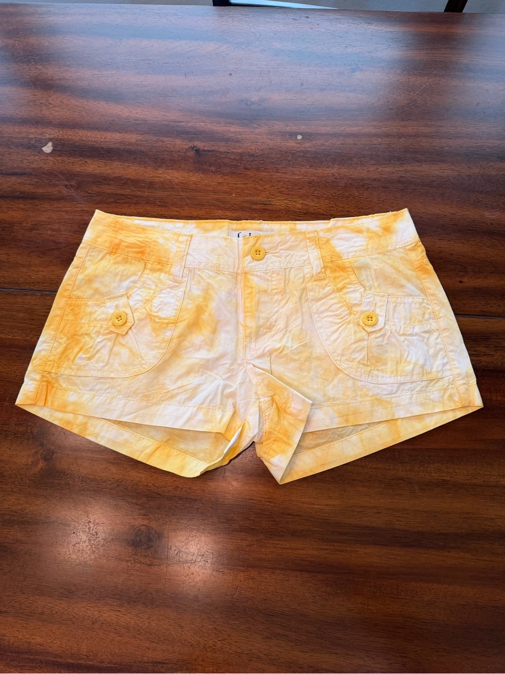 lei Yellow Tie-Dye High Waist Cotton Shorts